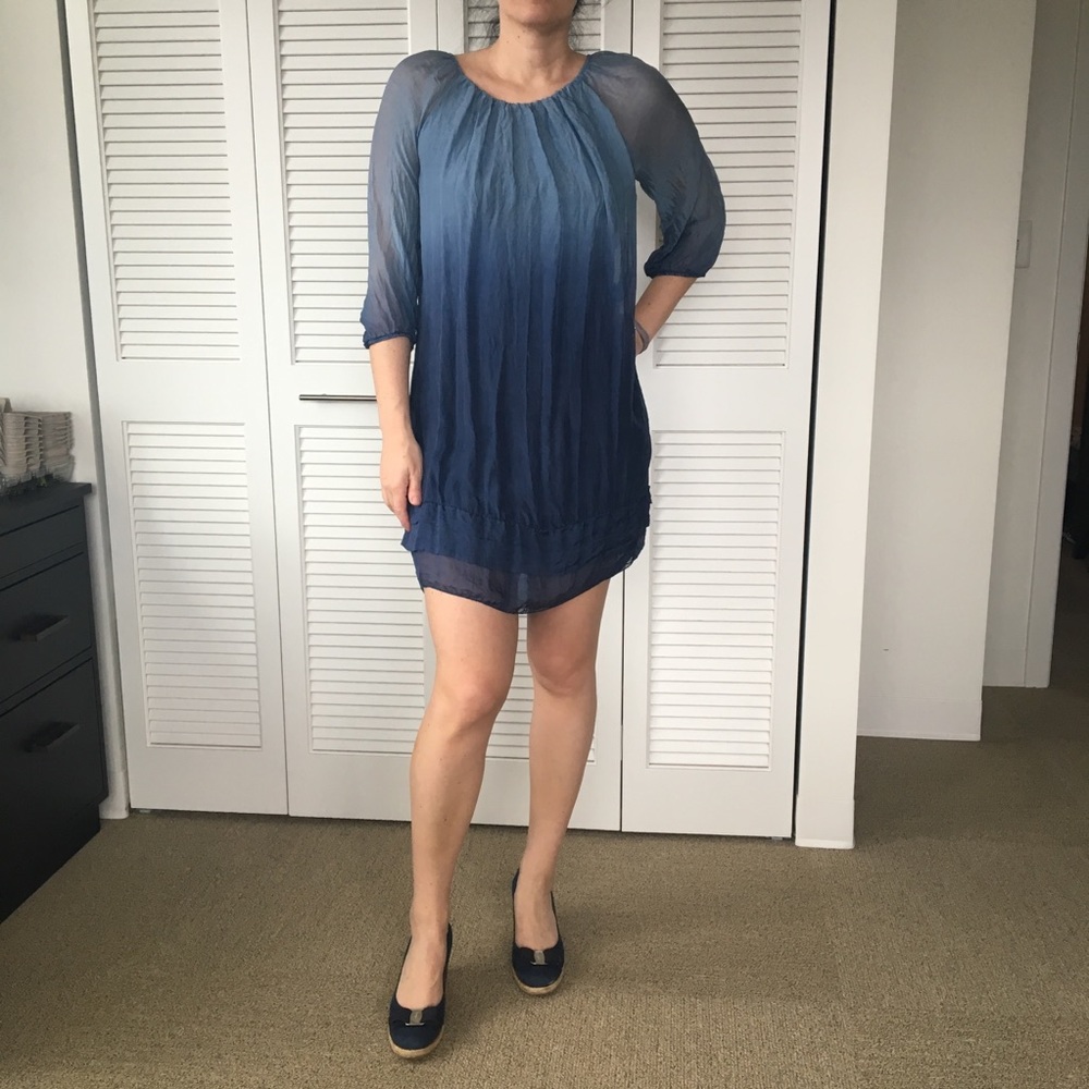 Blue ombré silk tunic dress